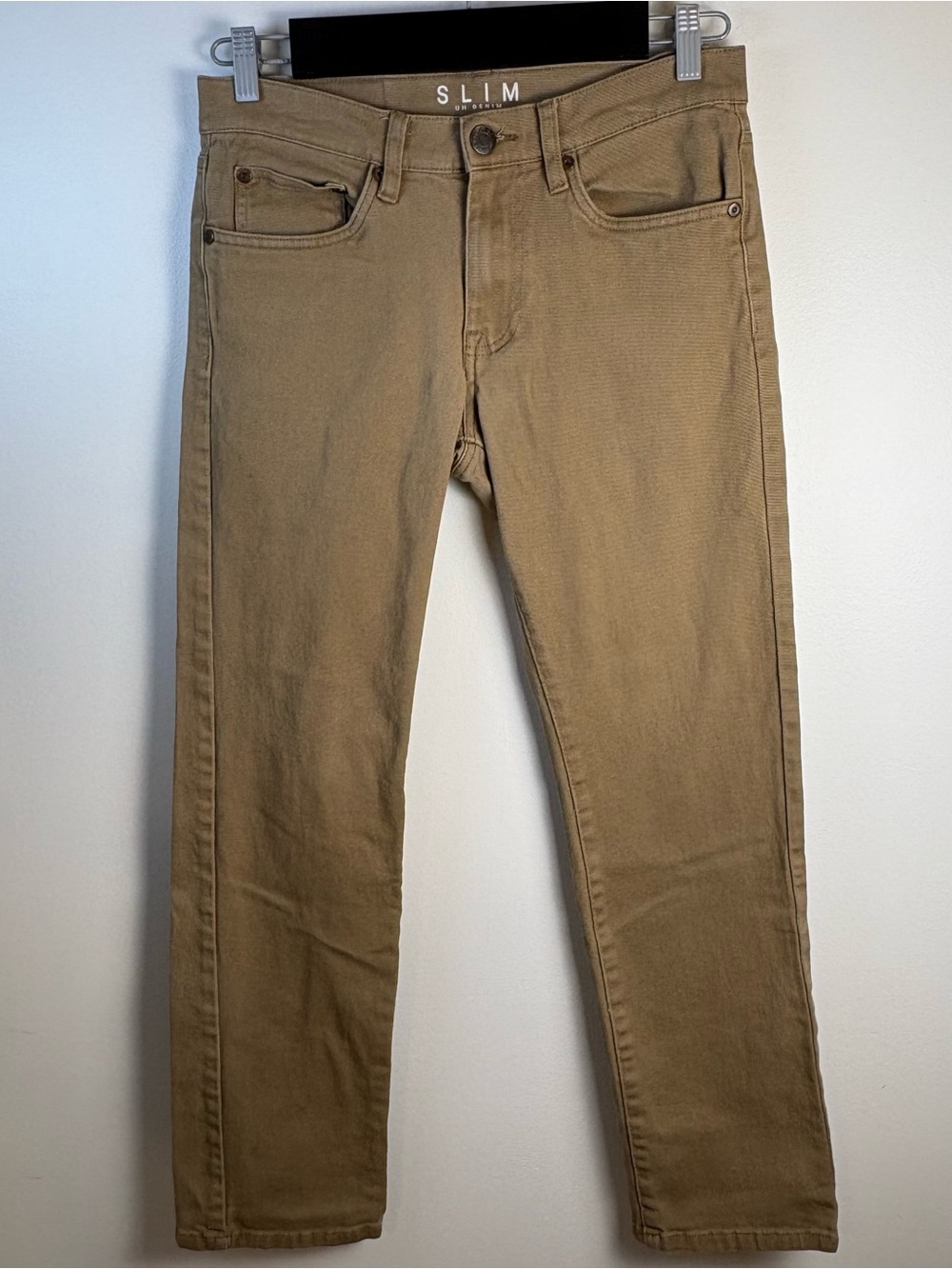 UH Denim Men’s Brown Tan Slim Fit Jeans Mid-Rise 28x30 Stretch Everyday Pants
